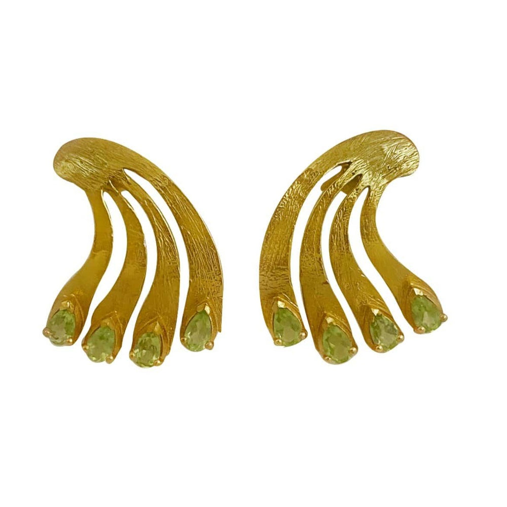 Twin Elegance Earrings Gold Peridot Peacock Post Earring 18k sterling vermeil demi-fine jewelry