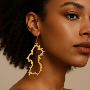 Gold Guyana Heritage Map Earring 2