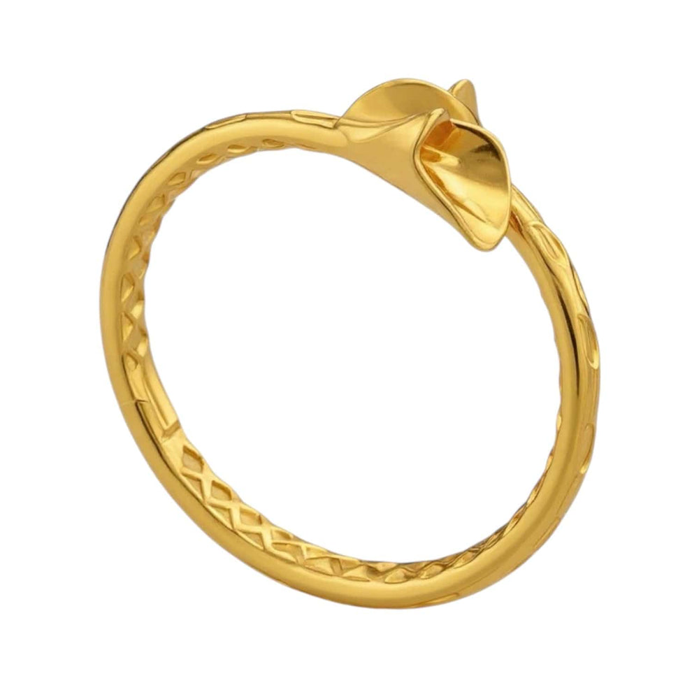Alliyette Bracelet 18K Gold Plated Brass Calla Lily Golden Bud Bangle 18k sterling vermeil demi-fine jewelry