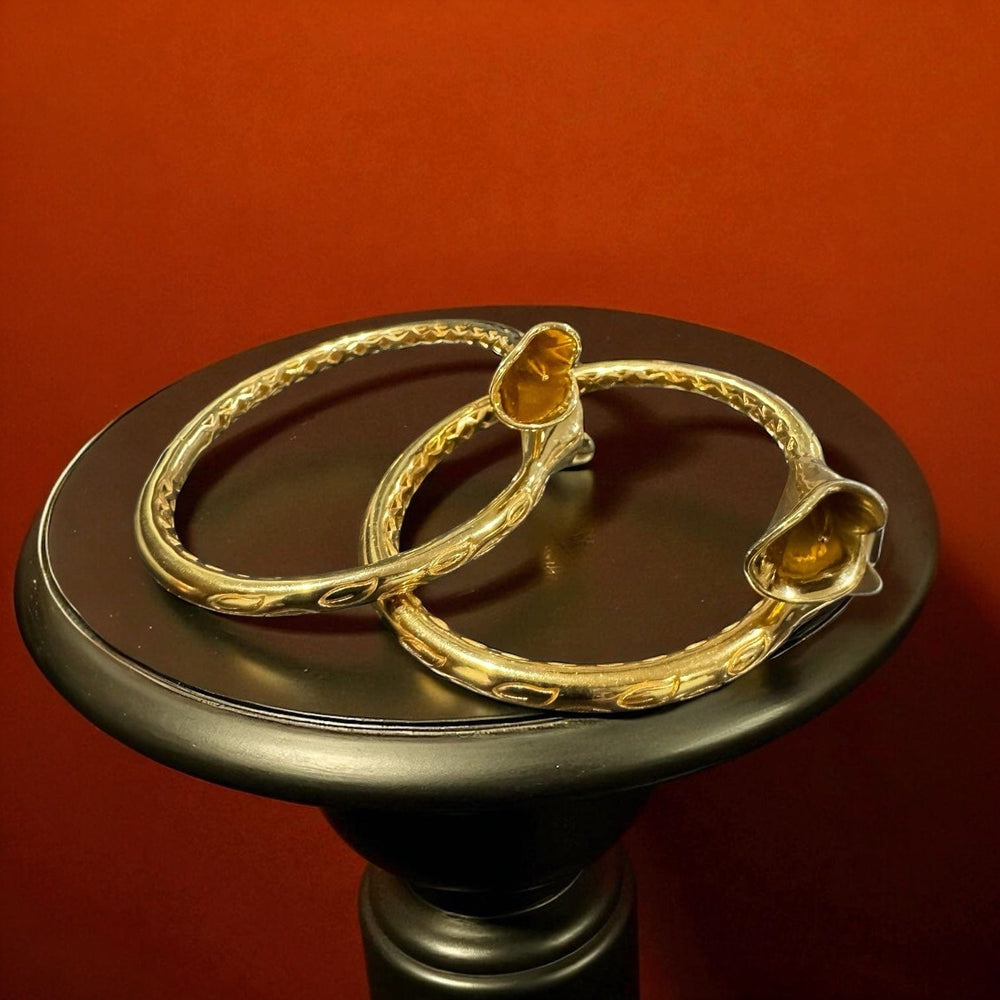 Alliyette Bracelet 18K Gold Plated Brass Lily Golden Bud Bangle 18k sterling vermeil demi-fine jewelry