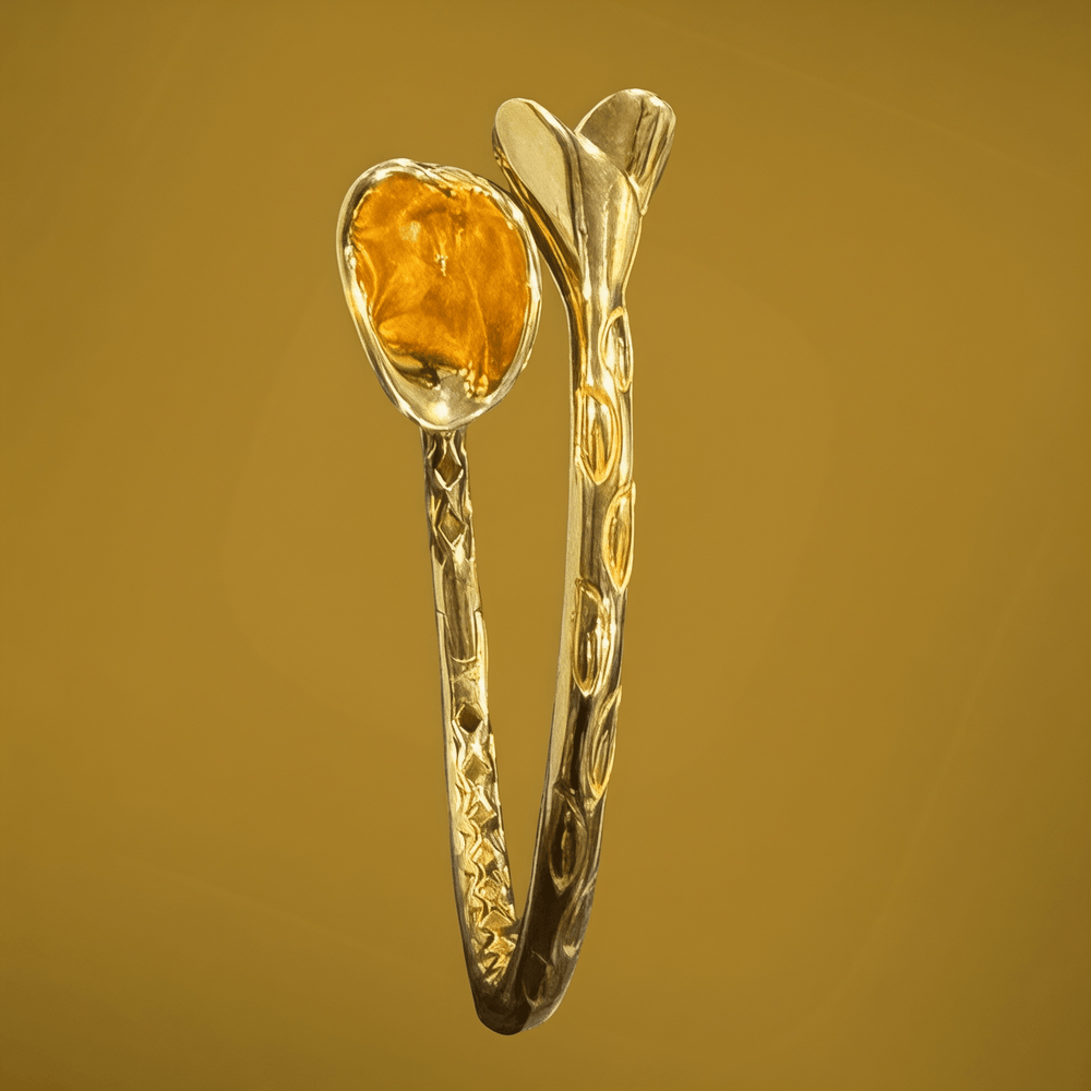 Alliyette Bracelet 18K Gold Plated Brass Lily Golden Bud Bangle 18k sterling vermeil demi-fine jewelry