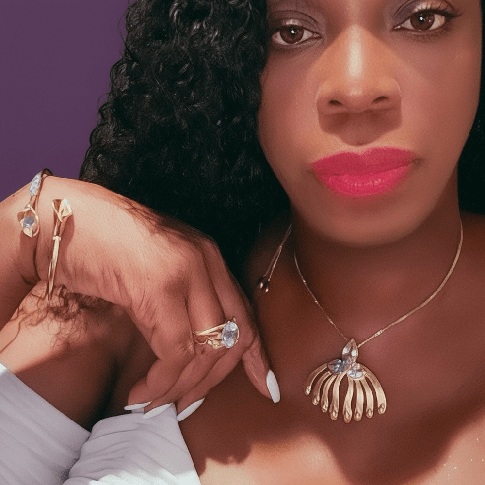 Alliyette Bracelet Calla Lily Azure Bloom Bangle 18k sterling vermeil demi-fine jewelry