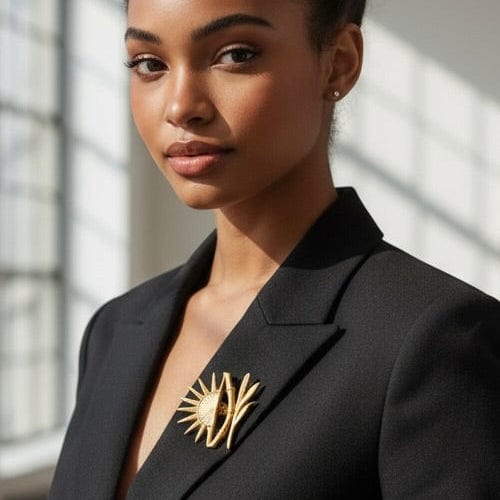 Alliyette Brooch Gold The Súga Soleil Brooch Pin 18k sterling vermeil demi-fine jewelry