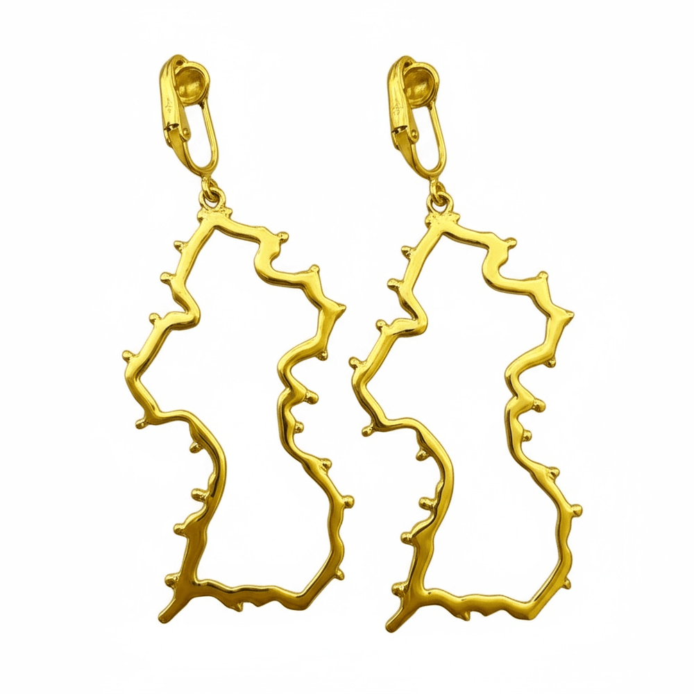 Alliyette Earring Guyana Beaded Map Earrings 18k sterling vermeil demi-fine jewelry