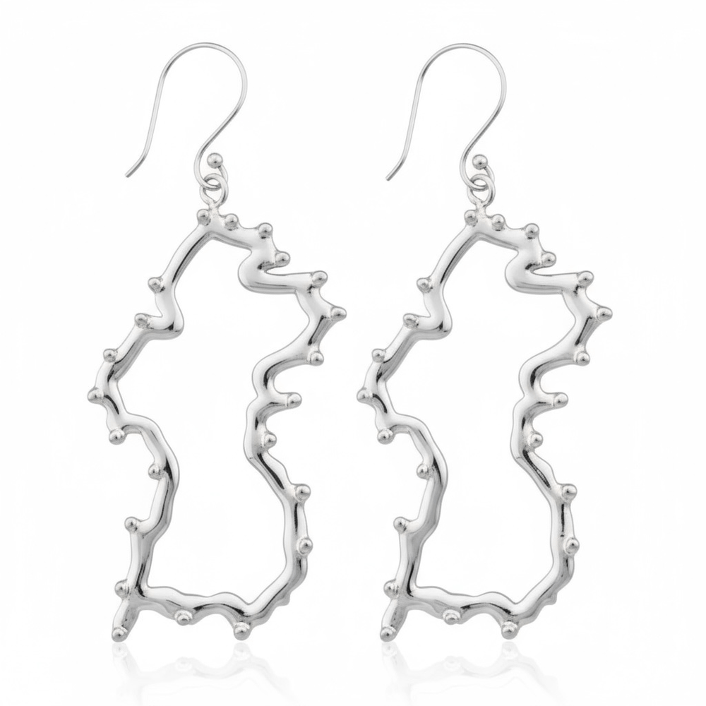 Alliyette Earring Guyana Beaded Map Earrings 18k sterling vermeil demi-fine jewelry