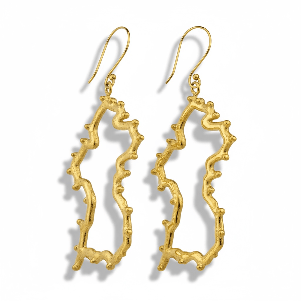 Alliyette Earring Guyana Beaded Map Earrings 18k sterling vermeil demi-fine jewelry