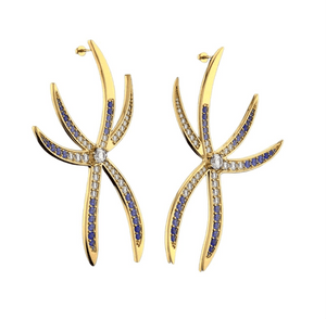 Alliyette Earring Stella Maris Six-Armed Starfish Gemstone Earrings 18k sterling vermeil demi-fine jewelry