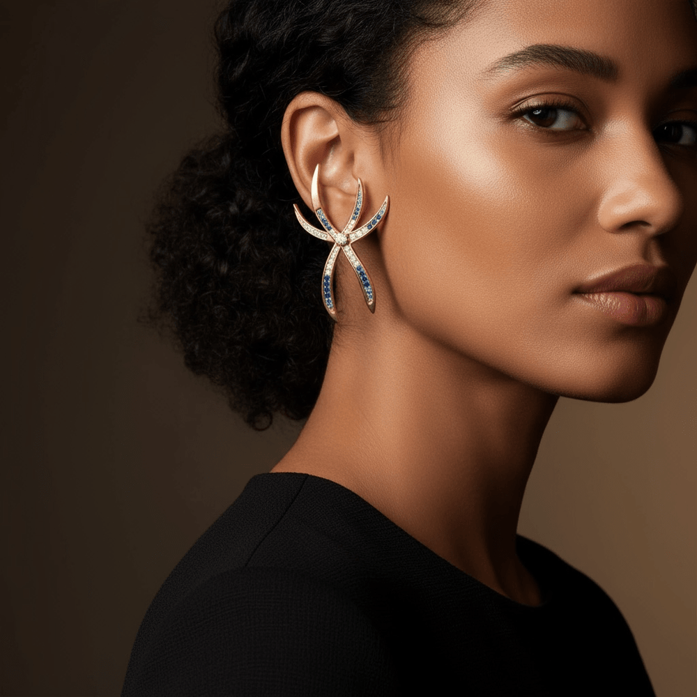 Alliyette Earring Stella Maris Six-Armed Starfish Gemstone Earrings 18k sterling vermeil demi-fine jewelry