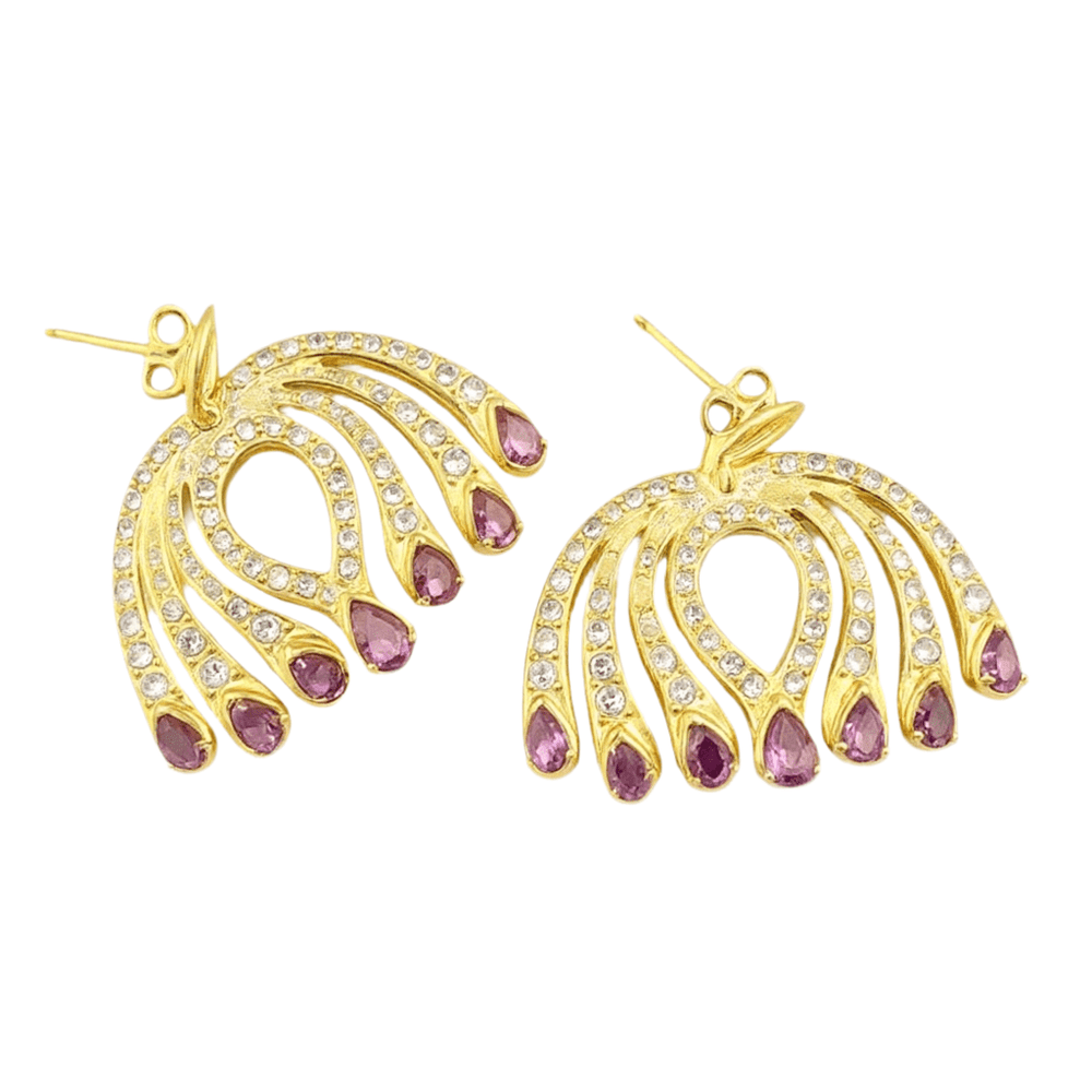 Alliyette Earrings Amethyst Self-Love Post Earrings 18k sterling vermeil demi-fine jewelry