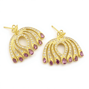 Alliyette Earrings Amethyst Self-Love Post Earrings 18k sterling vermeil demi-fine jewelry
