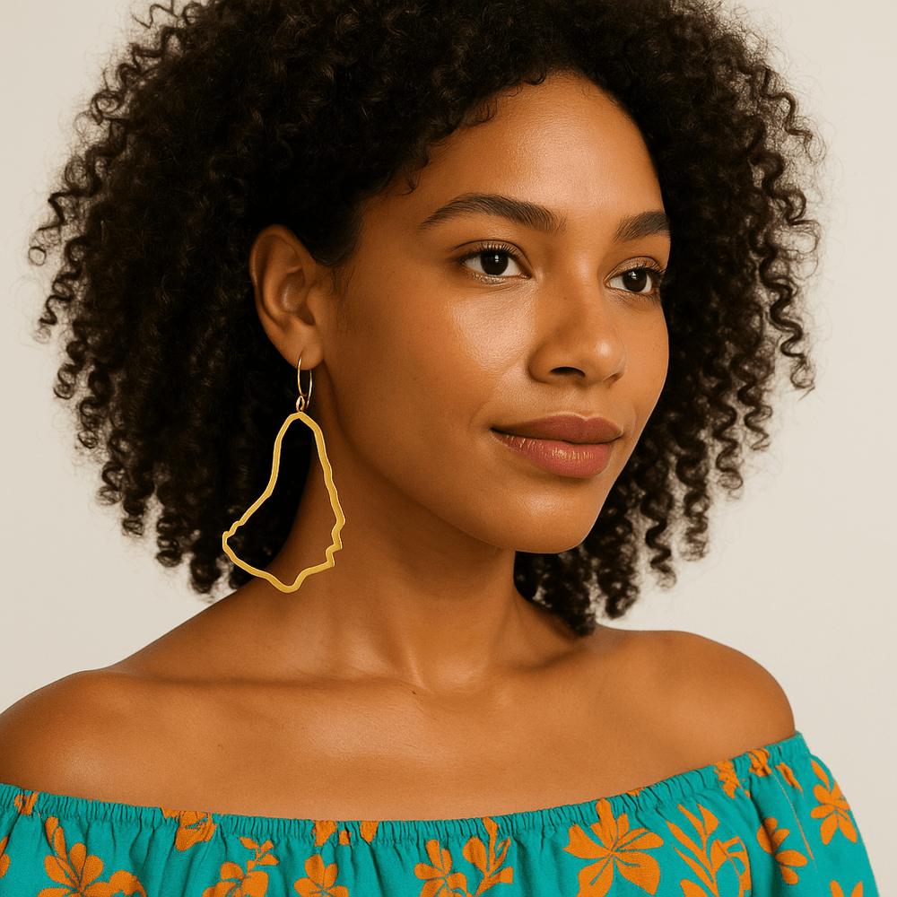 Alliyette Earrings Barbados Reversible Map Earring 18k sterling vermeil demi-fine jewelry