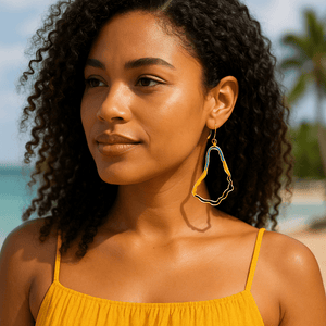 Alliyette Earrings Barbados Reversible Map Earring 18k sterling vermeil demi-fine jewelry