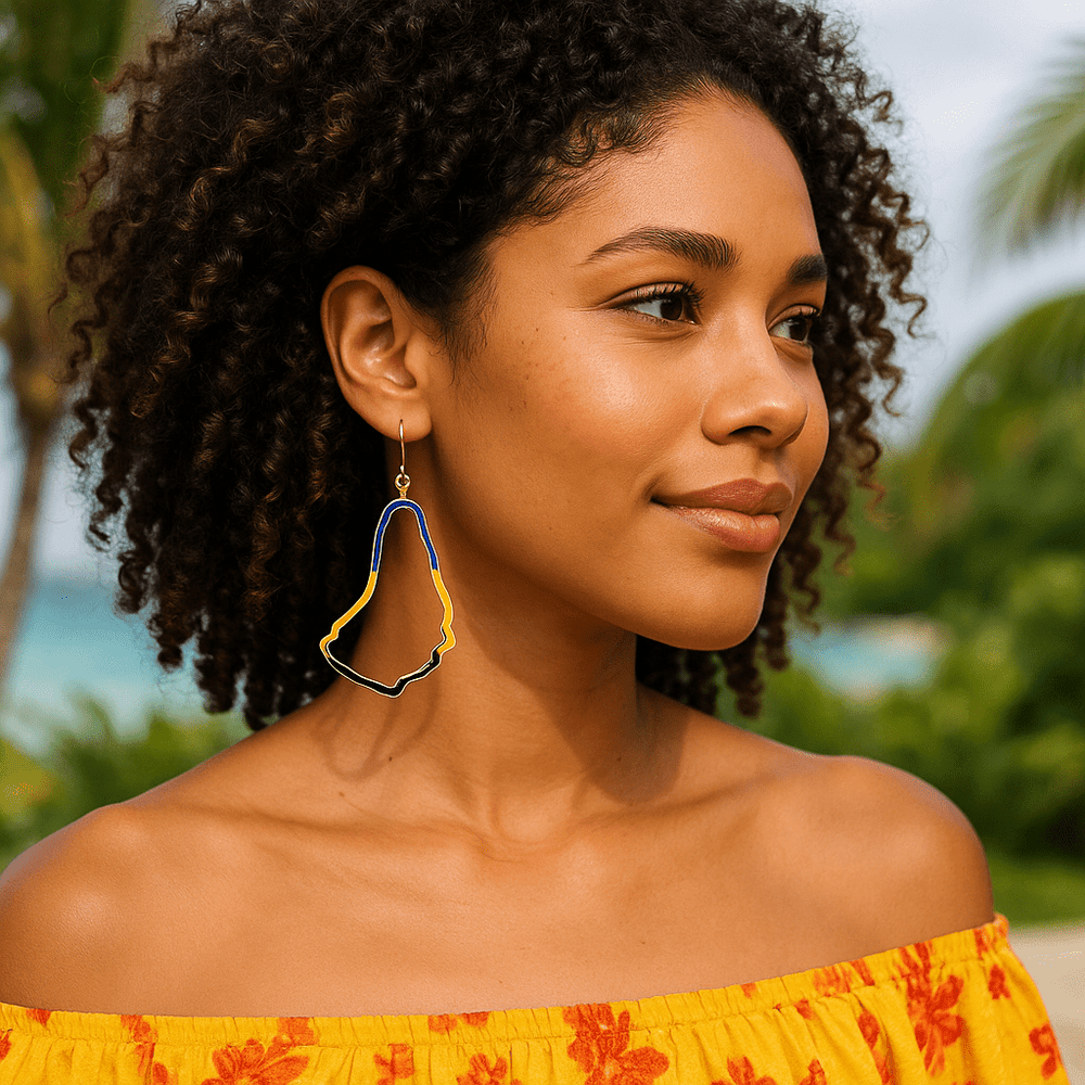 Alliyette Earrings Barbados Reversible Map Earring 18k sterling vermeil demi-fine jewelry