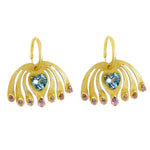 Alliyette Earrings Blue Topaz Peacock Hoop Earring 18k sterling vermeil demi-fine jewelry