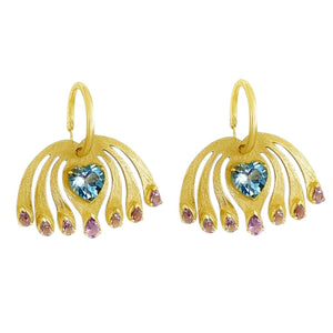 Alliyette Earrings Blue Topaz Peacock Hoop Earring 18k sterling vermeil demi-fine jewelry