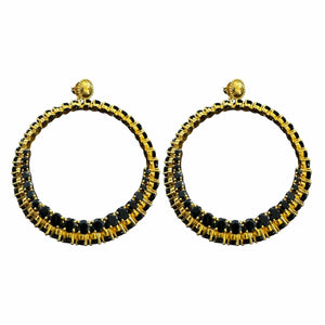 Alliyette Earrings Gold Endless Black Spinel Hoop Earrings 18k sterling vermeil demi-fine jewelry