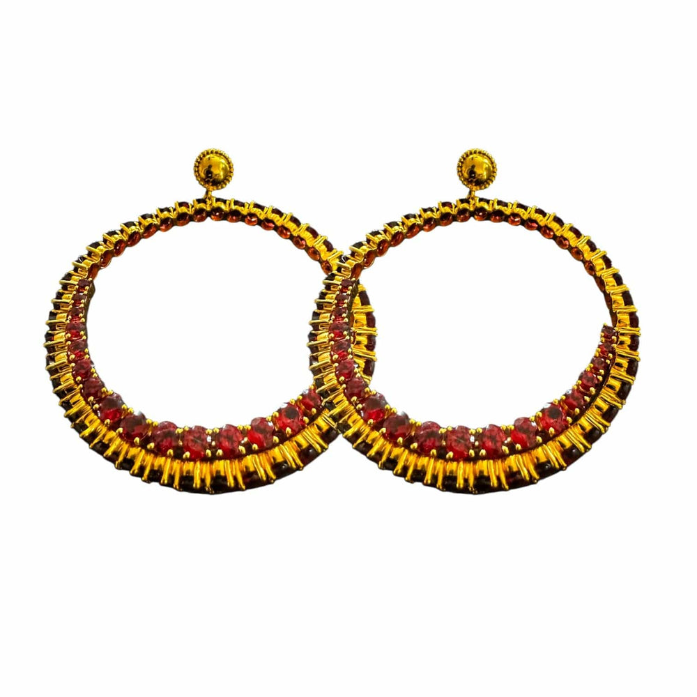 Alliyette Earrings Gold Endless Garnet Extra Large Hoop Earrings 18k sterling vermeil demi-fine jewelry