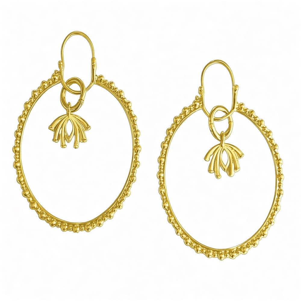 Alliyette Earrings Gold Peacock Allure Charm Hoops 18k sterling vermeil demi-fine jewelry