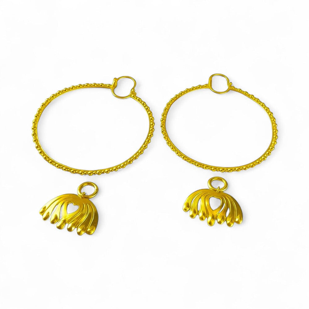 Alliyette Earrings Gold Peacock Allure Large Charm Hoops 18k sterling vermeil demi-fine jewelry