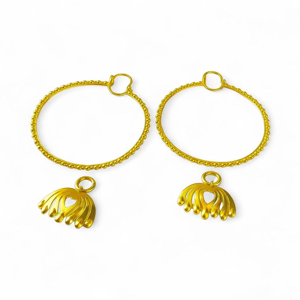 Alliyette Earrings Gold Peacock Allure Large Charm Hoops 18k sterling vermeil demi-fine jewelry