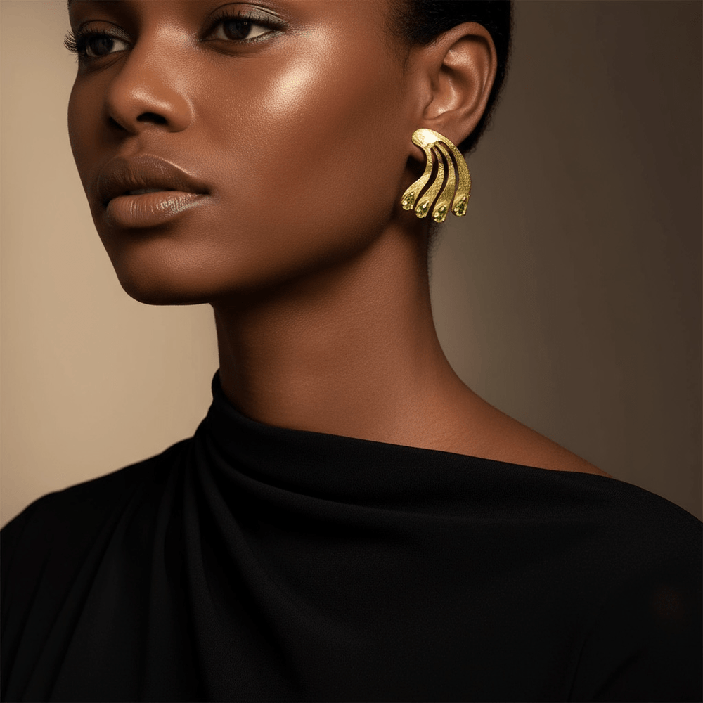 Alliyette Earrings Gold Peridot Paradise Peacock  Earrings 18k sterling vermeil demi-fine jewelry