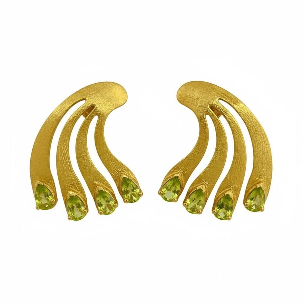 Alliyette Earrings Gold Peridot Paradise Peacock  Earrings 18k sterling vermeil demi-fine jewelry