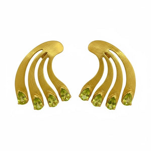 Alliyette Earrings Gold Peridot Paradise Peacock  Earrings 18k sterling vermeil demi-fine jewelry