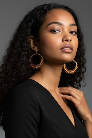 Alliyette Earrings Gold Red Ember Hoops 18k sterling vermeil demi-fine jewelry