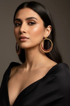 Alliyette Earrings Gold Red Ember Hoops 18k sterling vermeil demi-fine jewelry