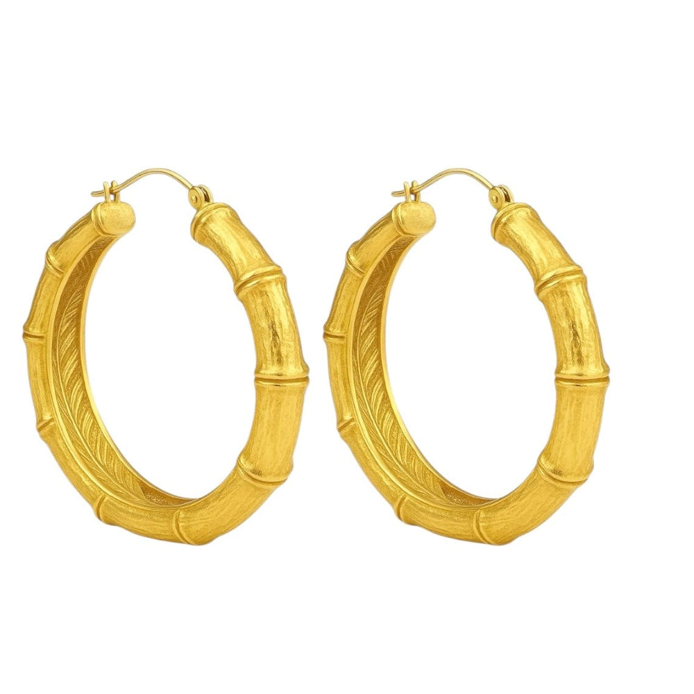 Alliyette Earrings Gold Sugá Cane Hoops - Classic 18k sterling vermeil demi-fine jewelry