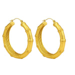 Alliyette Earrings Gold Sugá Cane Hoops - Classic 18k sterling vermeil demi-fine jewelry