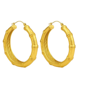 Alliyette Earrings Gold Sugá Cane Hoops - Classic 18k sterling vermeil demi-fine jewelry