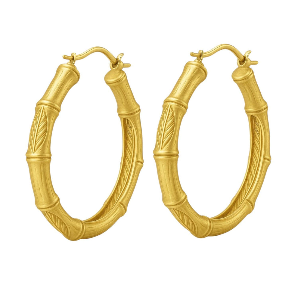 Alliyette Earrings Gold Sugá Cane Hoops - Classic 18k sterling vermeil demi-fine jewelry