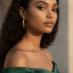 Alliyette Earrings Gold Sugá Cane Hoops - Green Enamel 18k sterling vermeil demi-fine jewelry