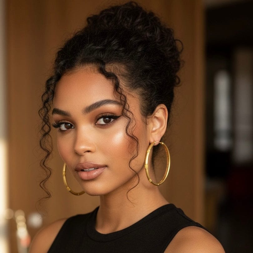 Alliyette Earrings Gold Sugá Large Crystal Hoops 18k sterling vermeil demi-fine jewelry