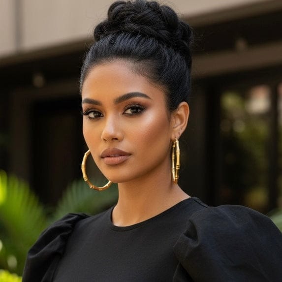 Alliyette Earrings Gold Sugá Large Hoops - Green Enamel 18k sterling vermeil demi-fine jewelry