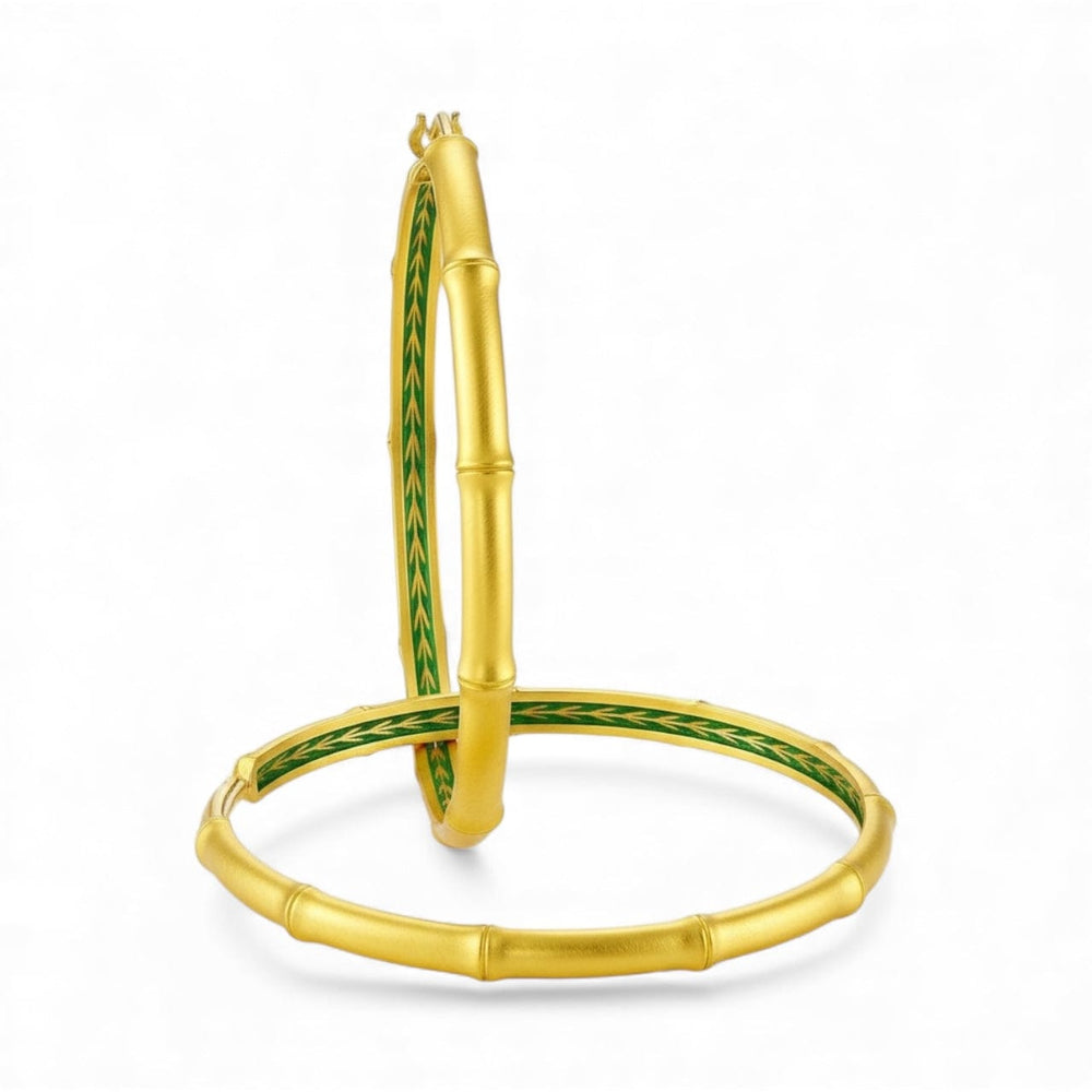 Alliyette Earrings Gold Sugá Large Hoops - Green Enamel 18k sterling vermeil demi-fine jewelry