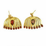 Alliyette Earrings Grand Garnet Peacock Earrings 18k sterling vermeil demi-fine jewelry