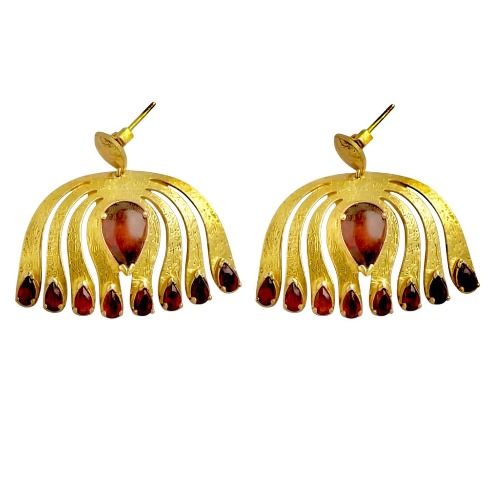 Alliyette Earrings Grand Garnet Peacock Earrings 18k sterling vermeil demi-fine jewelry