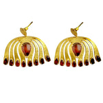 Alliyette Earrings Grand Garnet Peacock Earrings 18k sterling vermeil demi-fine jewelry