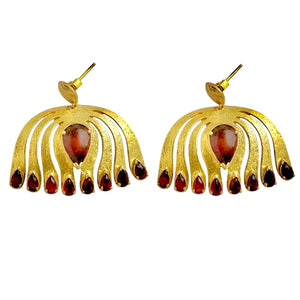 Alliyette Earrings Grand Garnet Peacock Earrings 18k sterling vermeil demi-fine jewelry
