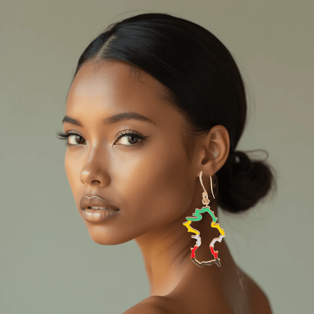 Alliyette Earrings Guyana Beaded Reversible Map Earring 18k sterling vermeil demi-fine jewelry