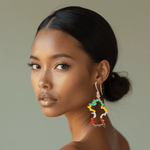 Alliyette Earrings Guyana Beaded Reversible Map Earring 18k sterling vermeil demi-fine jewelry