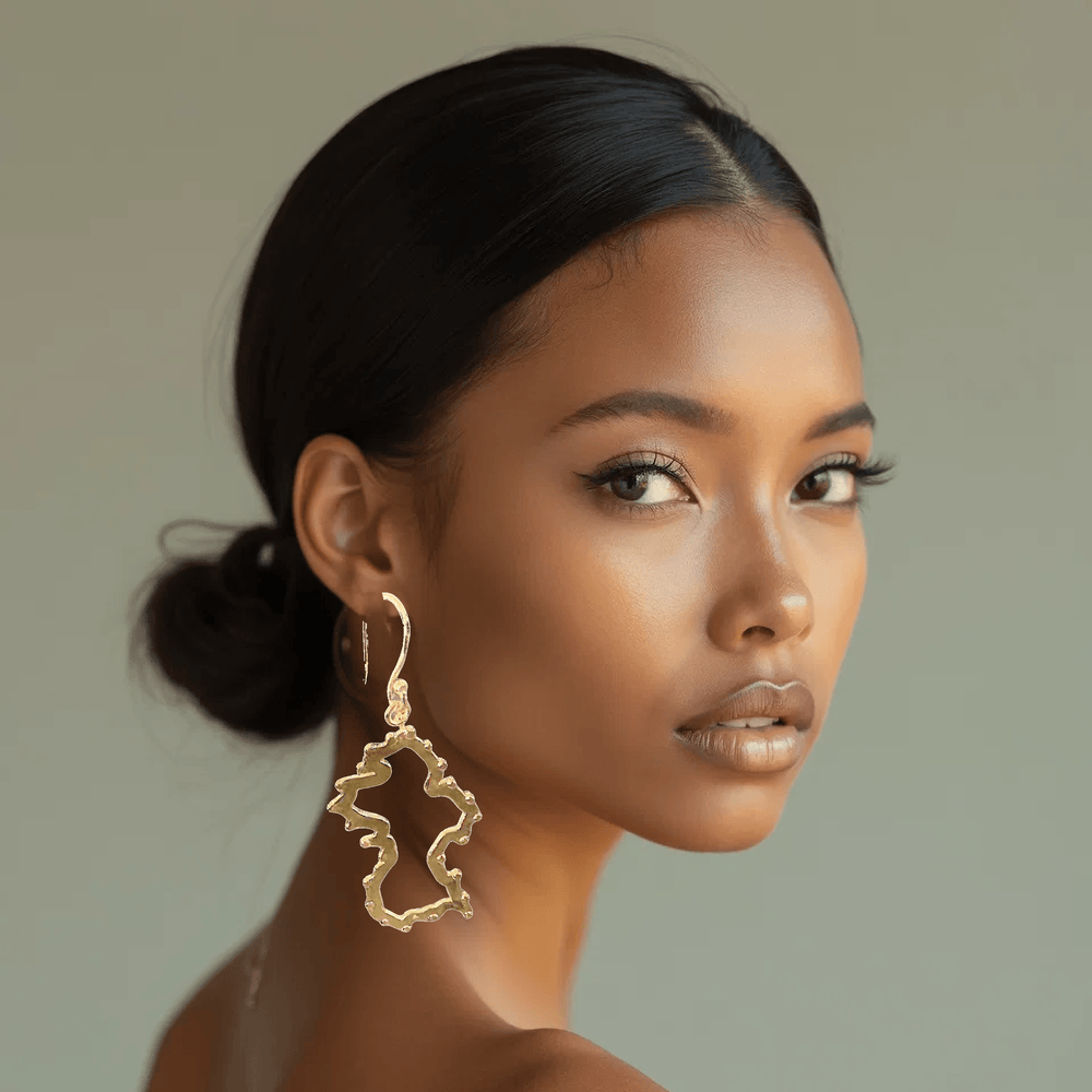 Alliyette Earrings Guyana Beaded Reversible Map Earring 18k sterling vermeil demi-fine jewelry