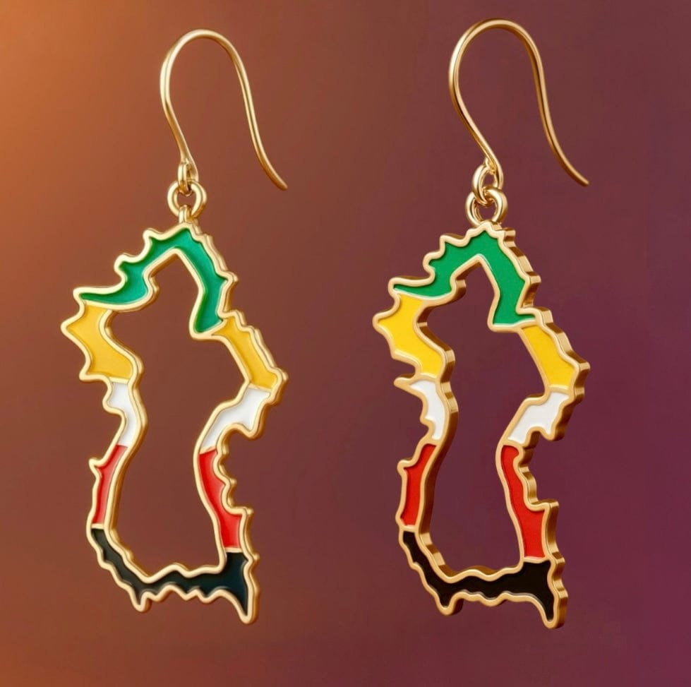 Alliyette Earrings Guyana Beaded Reversible Map Earring 18k sterling vermeil demi-fine jewelry