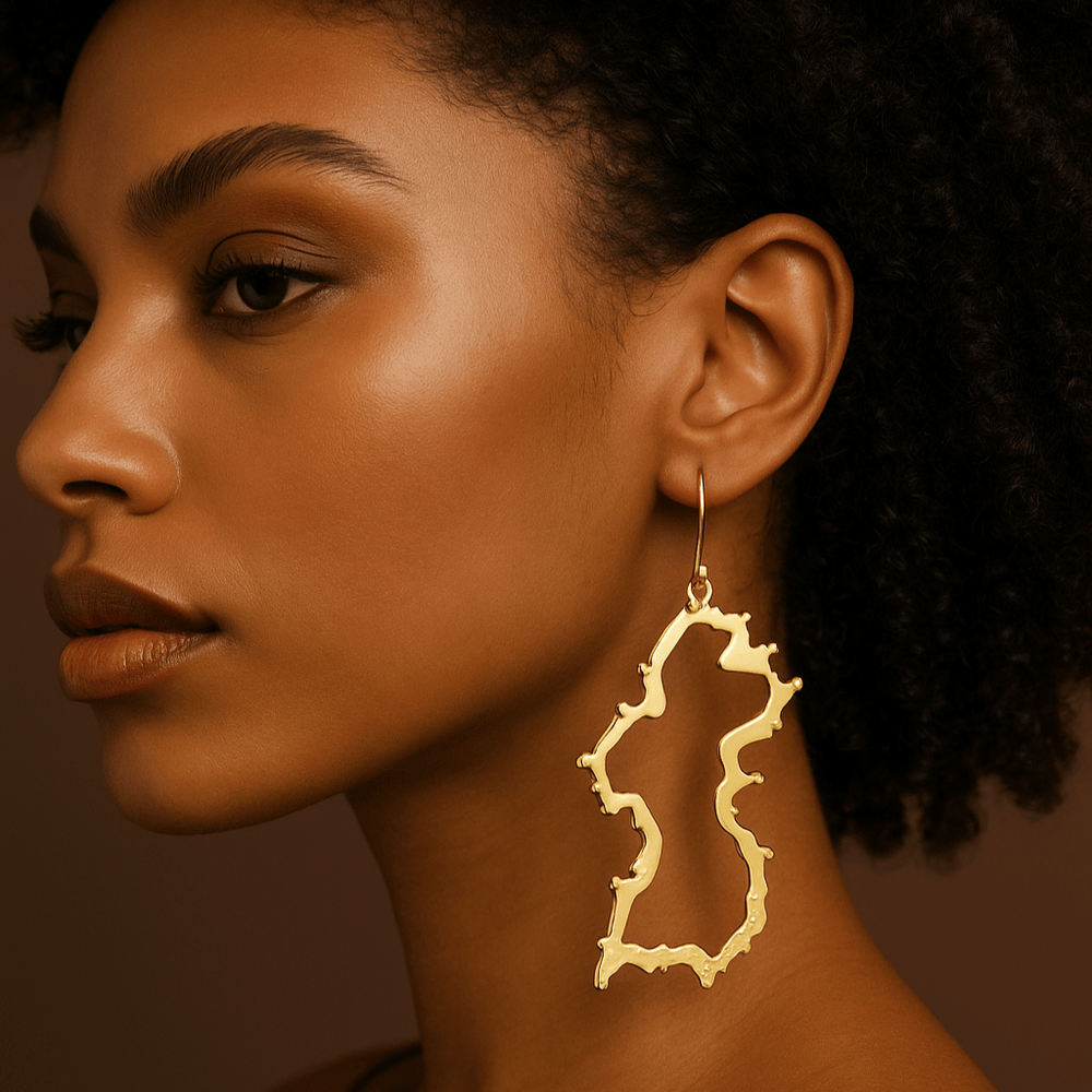 Alliyette Earrings Guyana Beaded Reversible Map Earring 18k sterling vermeil demi-fine jewelry