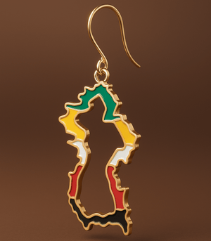 Alliyette Earrings Guyana Beaded Reversible Map Earring 18k sterling vermeil demi-fine jewelry