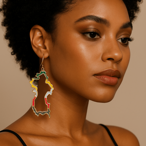 Alliyette Earrings Guyana Beaded Reversible Map Earring 18k sterling vermeil demi-fine jewelry