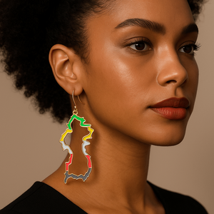 Alliyette Earrings Guyana Beaded Reversible Map Earring 18k sterling vermeil demi-fine jewelry