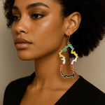 Alliyette Earrings Guyana Beaded Reversible Map Earring 18k sterling vermeil demi-fine jewelry